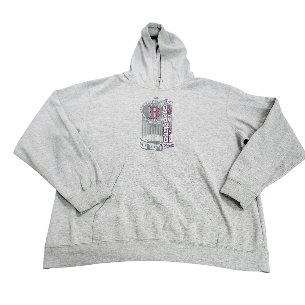 BOSTON RED SOX XL GRAY MLB 2013 WORLD SERIES CHAMPIONS MAJESTIC HOODIE EUC